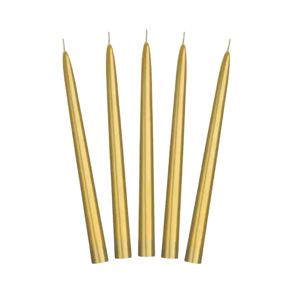 10 Spitzkerzen in Metallic Gold - 24cm