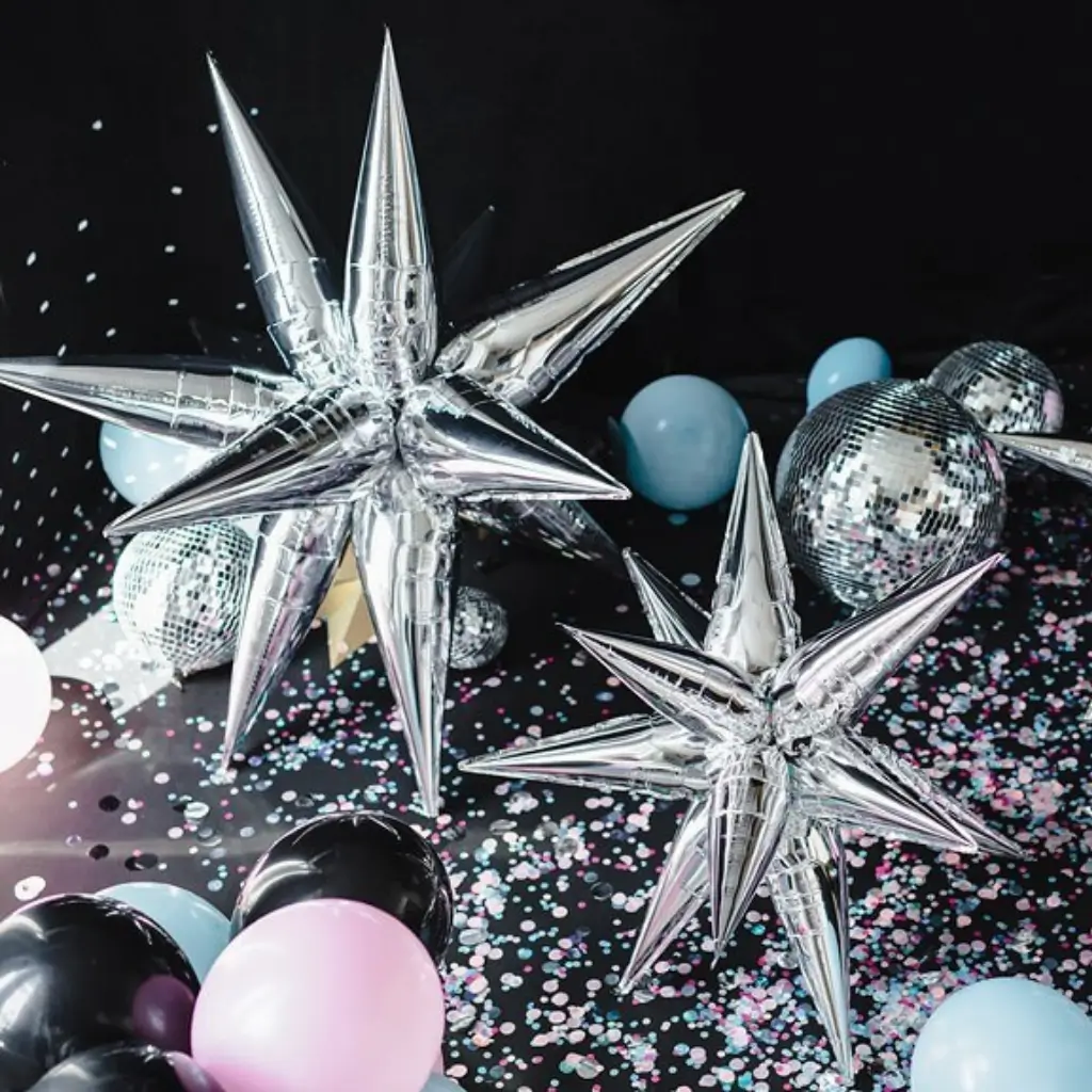 3D Sternenballon - Mylar - Silber 95cm