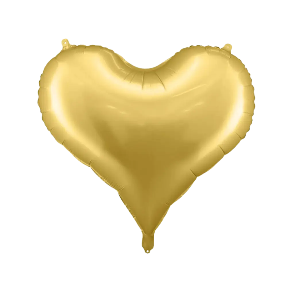Goldener Herz-Satin-Folienballon - 75 x 64,5 cm