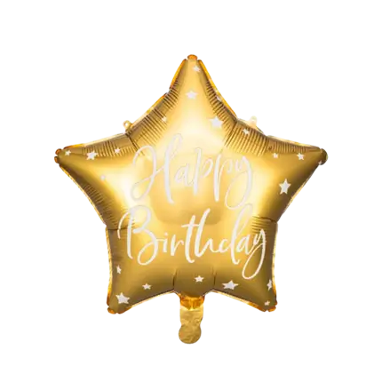 Star Mylar-Ballon – Happy Birthday – Gold & Weiß – 40 cm