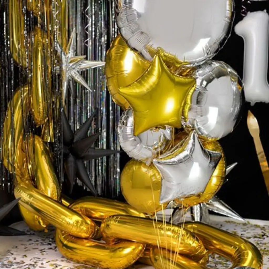 Runder Spiegel-Metallballon - Gold - 80cm