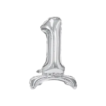 Geburtstagsballon Nummer 1 + Silberständer 70cm