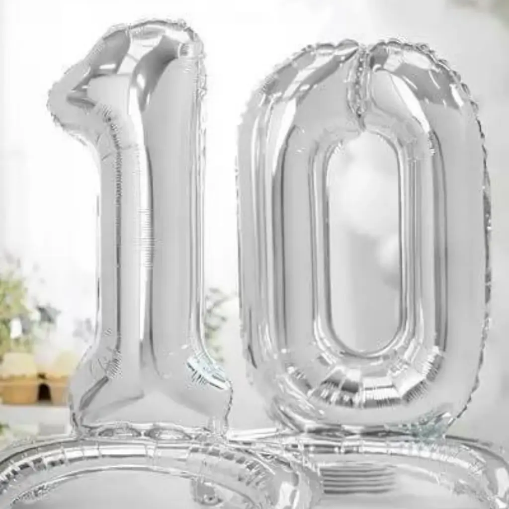 Geburtstagsballon Nummer 0 + Silberständer 70cm
