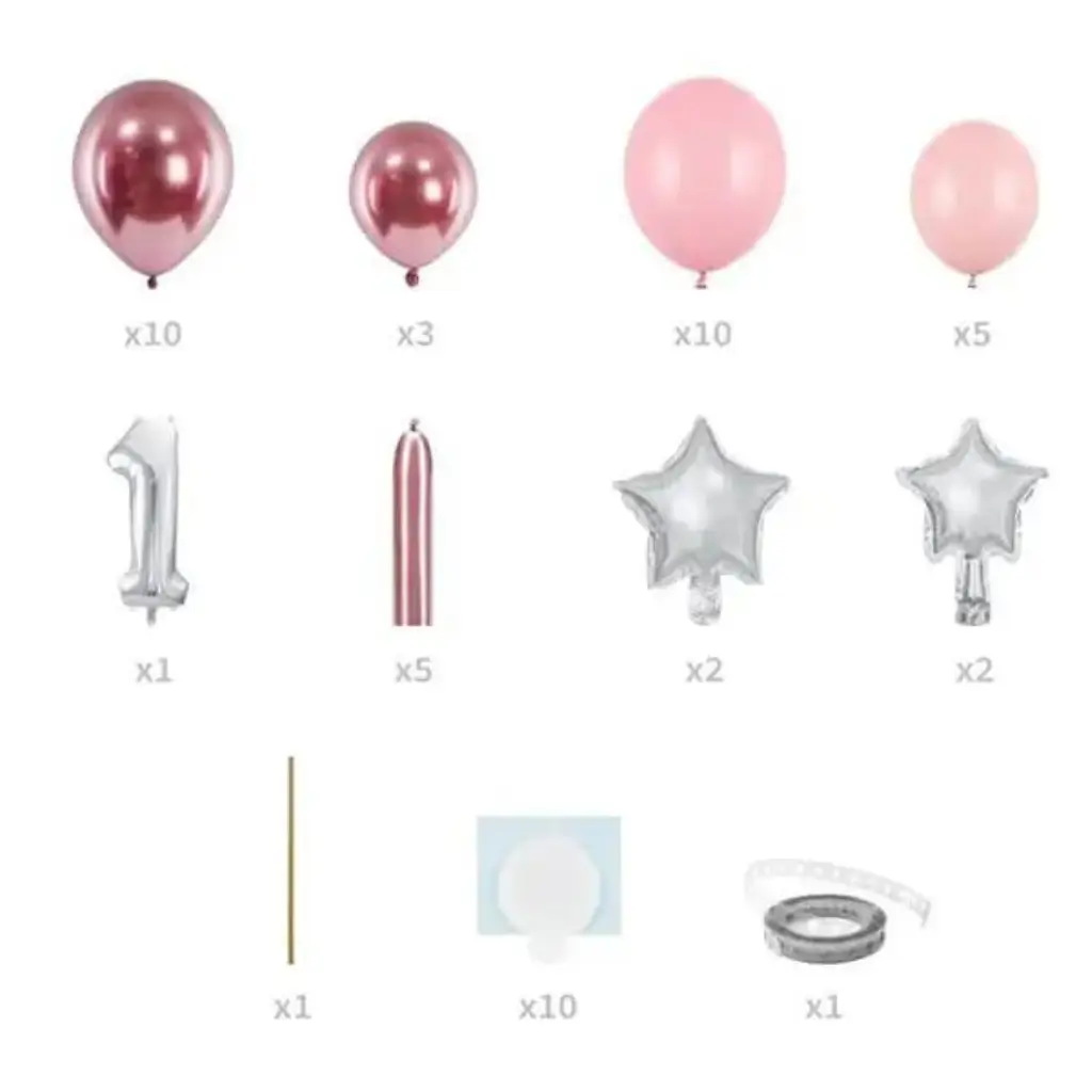 Riesiger Ballonstrauß - Rosa Zahl 1 - 90x140cm