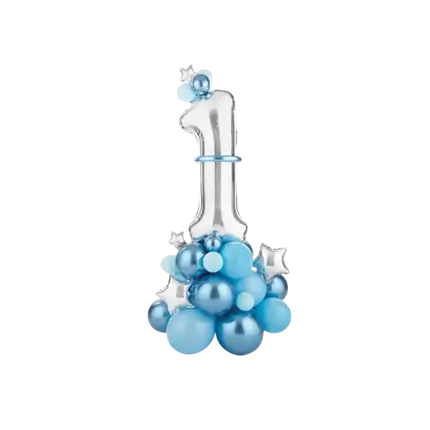 Riesiger Ballonstrauß - Nummer 1 Blau - 90x140cm