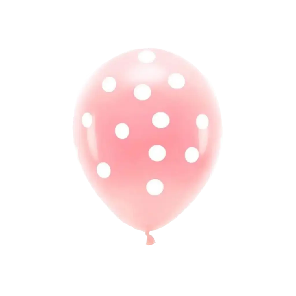 Set mit 6 Luftballons - Rosa mit weißen Punkten - 100 % BIOLOGISCH ABBAUBAR
