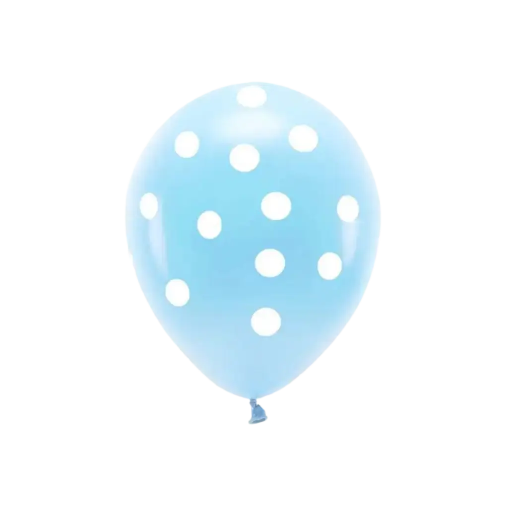 Set mit 6 Luftballons – Blau mit weißen Tupfen – 100 % biologisch abbaubar