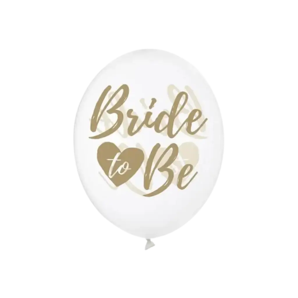 6 transparente Ballons mit der Aufschrift BRIDE TO BE Gold