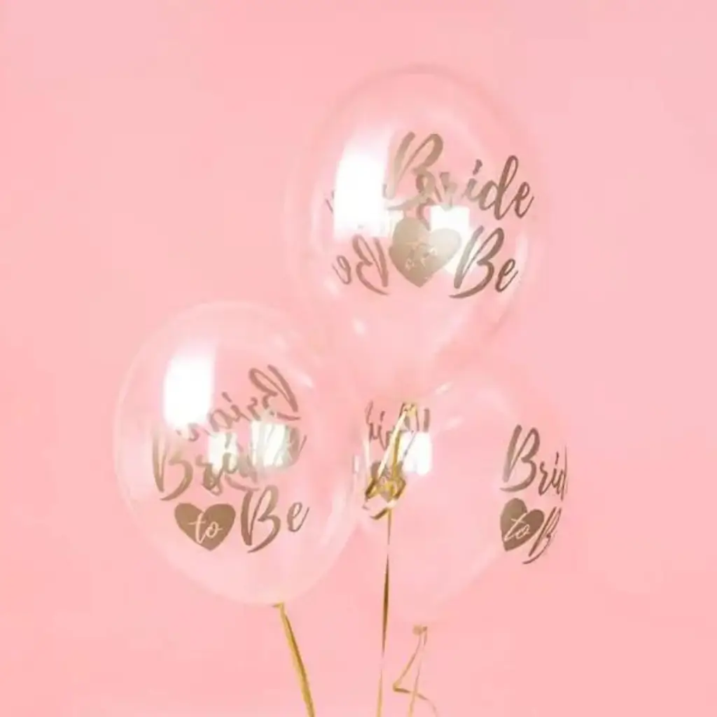 6 transparente Ballons mit der Aufschrift BRIDE TO BE Gold