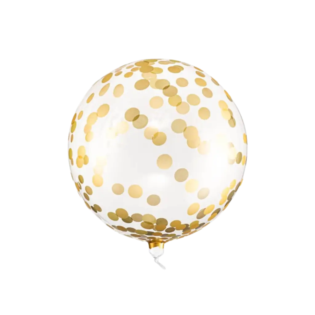 Mylar-Ballon – durchsichtig mit goldenen Punkten – 40 cm