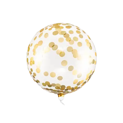 Mylar-Ballon – durchsichtig mit goldenen Punkten – 40 cm