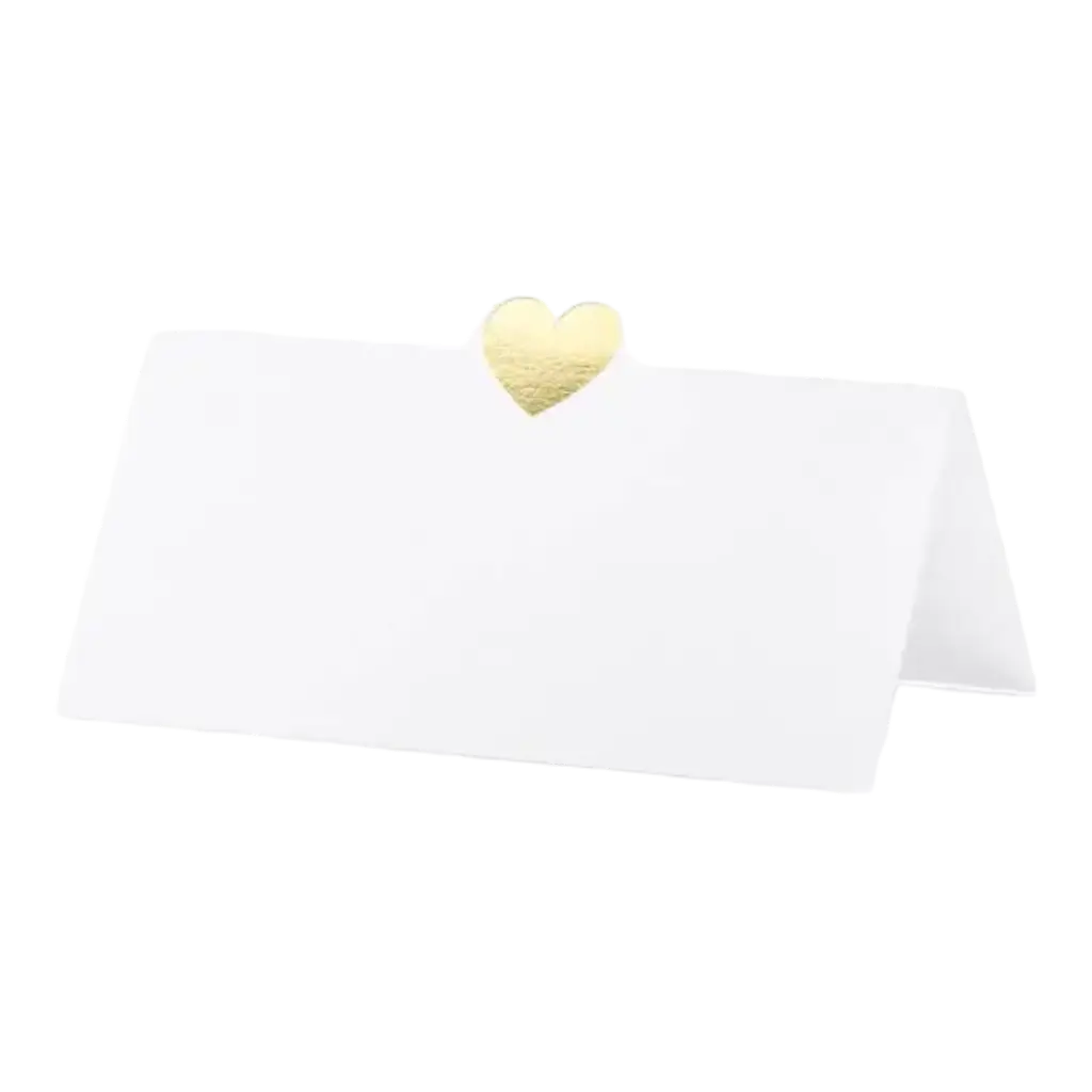 Tischkarte mit goldenen Herzmotiven (10er-Pack)
