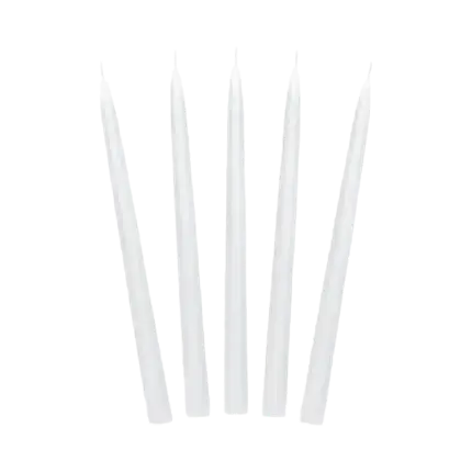 10 mattweiße Stabkerzen - 24 cm