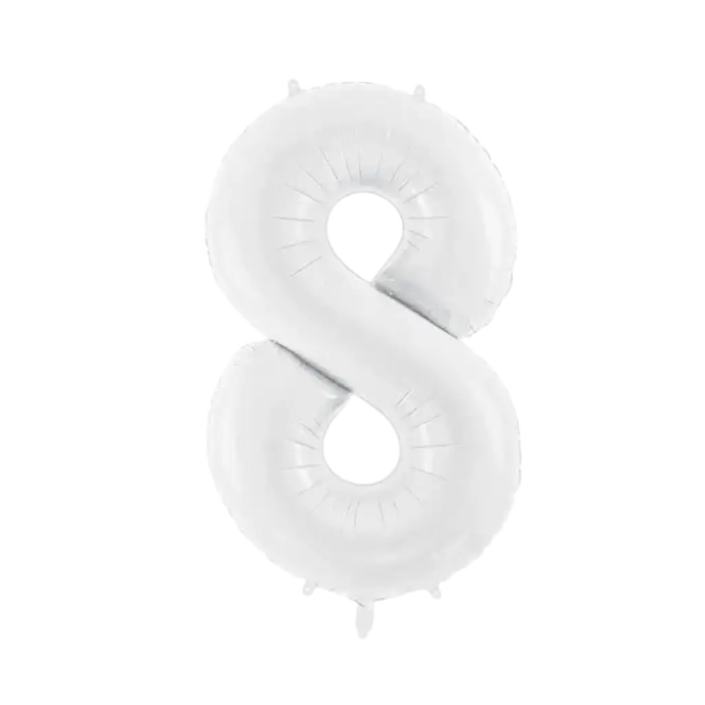 Geburtstagsballon Zahl 8 Weiß 86 cm