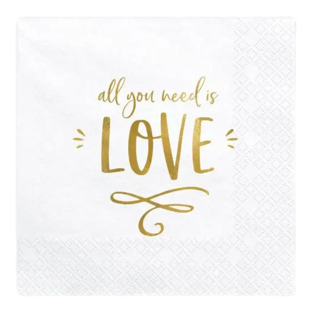 Weiße Papierserviette All you Need is Love (20er-Pack)
