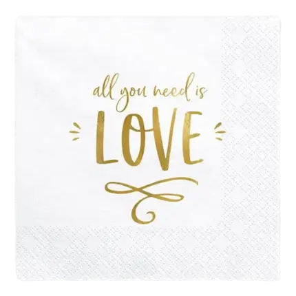 Weiße Papierserviette All you Need is Love (20er-Pack)