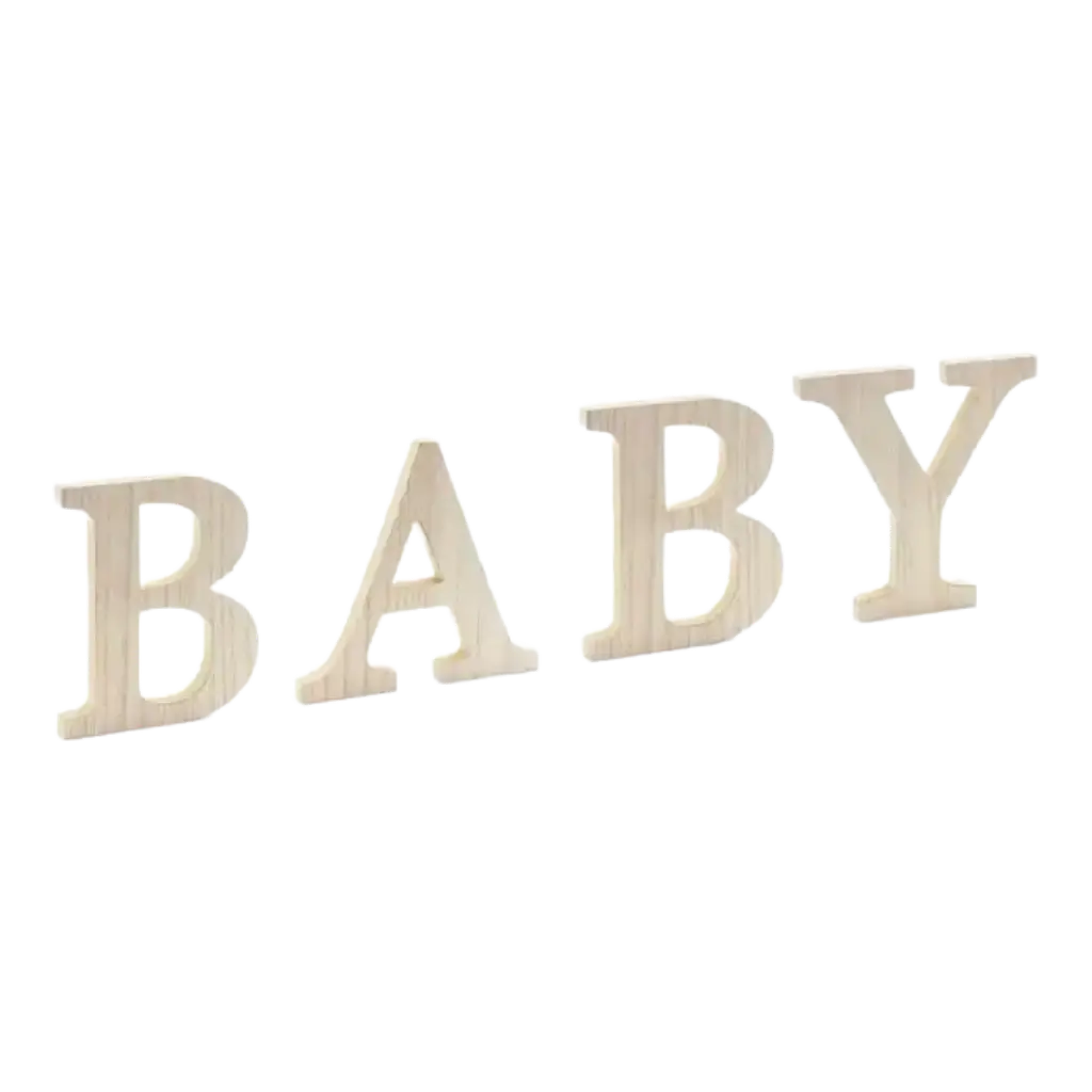 Holzschild mit Aufschrift "BABY" - 16,5 bis 21,5x19,5cm