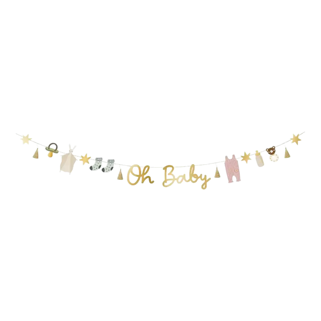 Papiergirlande in Gold Oh Baby - 2,5 Meter