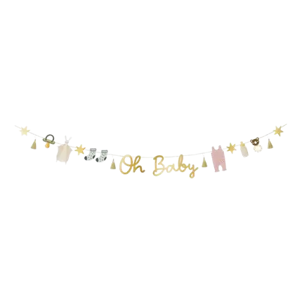 Papiergirlande in Gold Oh Baby - 2,5 Meter