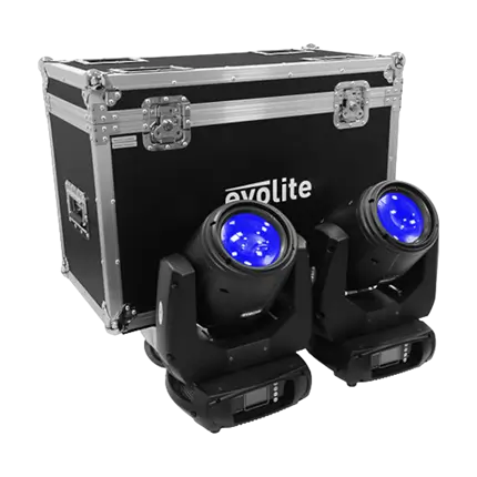 Set 2 Moving Head Lyres mit Flight Case Moving Beam 7RSET