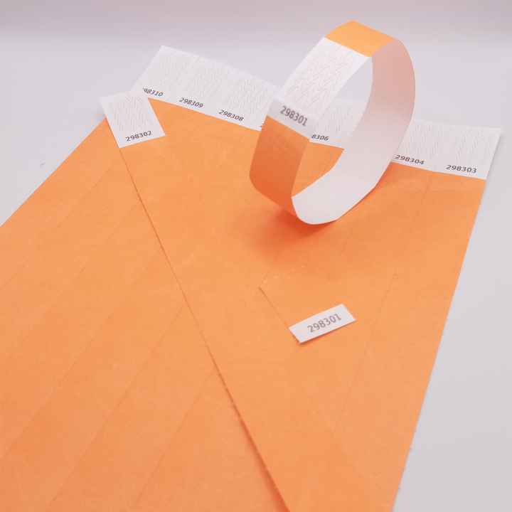 Tyvek® Neonorange Papierarmband ohne Markierung