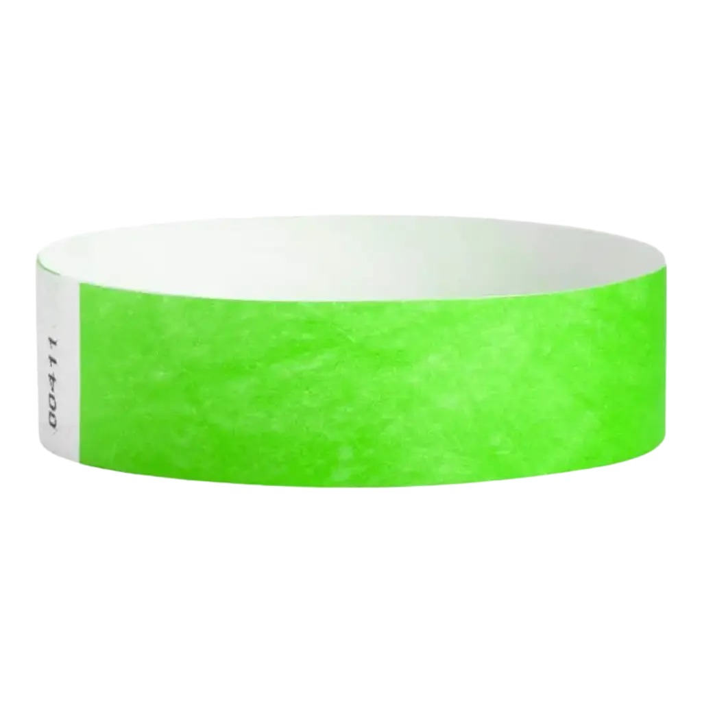 Neongrünes Tyvek®-Armband aus Papier ohne Markierung