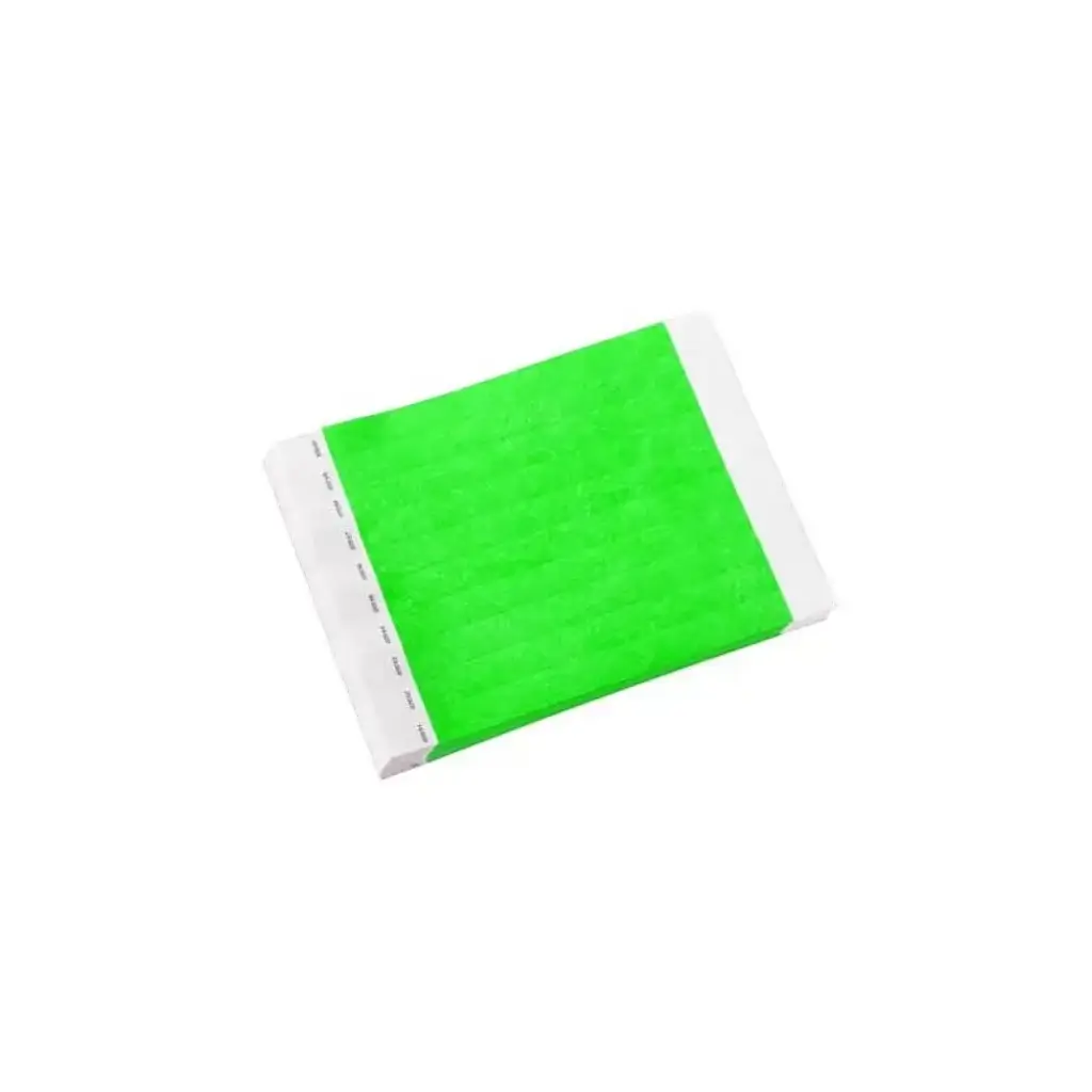 Neongrünes Tyvek®-Armband aus Papier ohne Markierung
