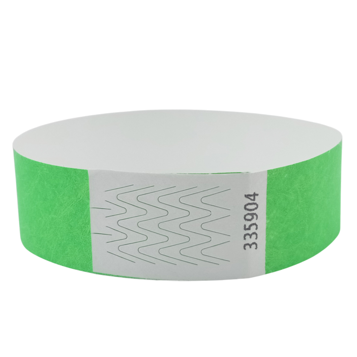 Neongrünes Tyvek®-Armband aus Papier ohne Markierung