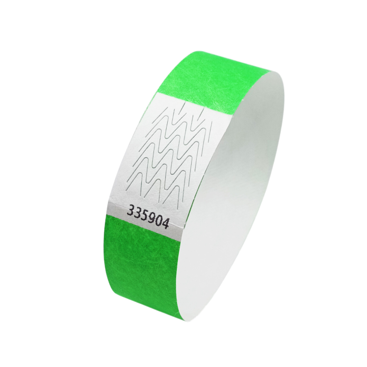 Neongrünes Tyvek®-Armband aus Papier ohne Markierung
