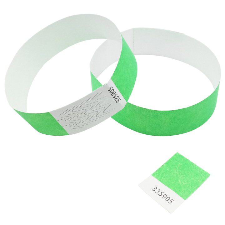 Neongrünes Tyvek®-Armband aus Papier ohne Markierung
