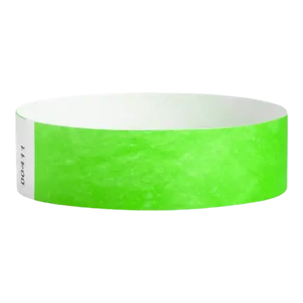 Neongrünes Tyvek®-Armband aus Papier ohne Markierung