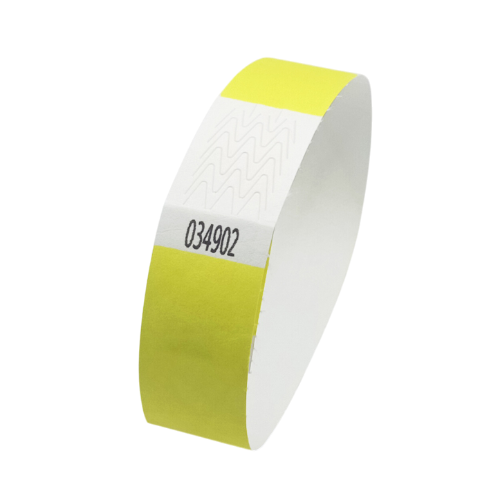 Neongelbes Papier-Tyvek®-Armband ohne Markierung