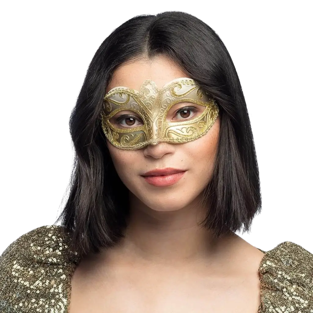 Venezianische Maske Gold mit Motiven