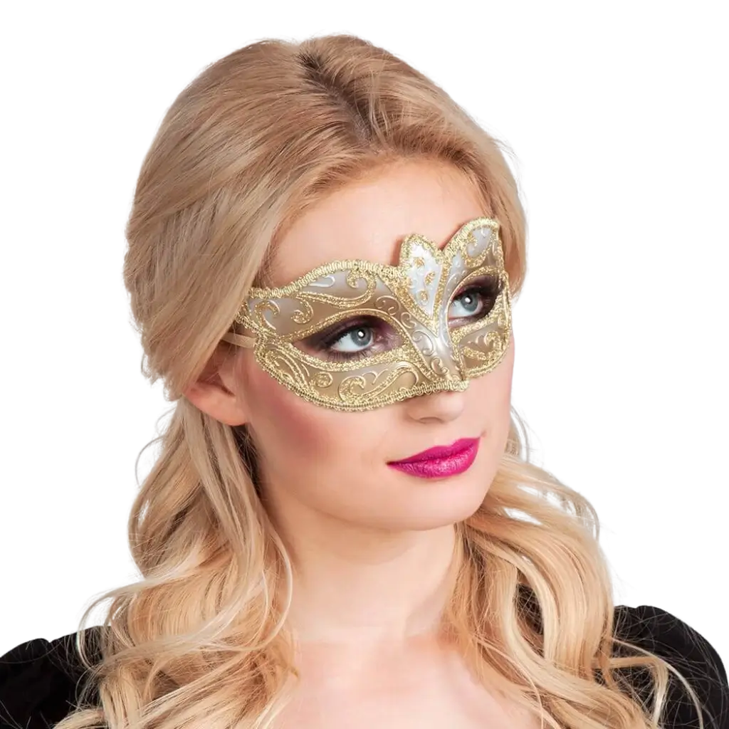 Venezianische Maske Gold mit Motiven