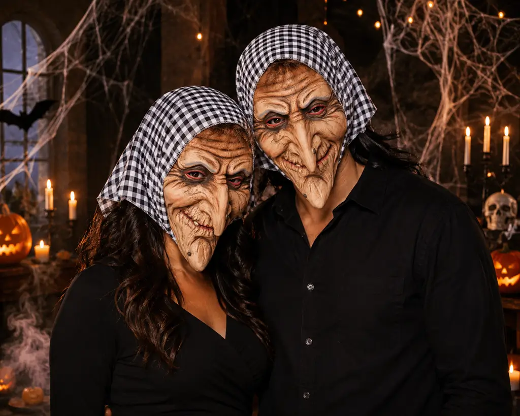 Hexen-Gesichtsmaske mit Kapuze