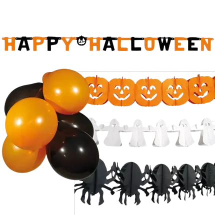 Halloween Party Deko-Set mit Girlanden und Luftballons