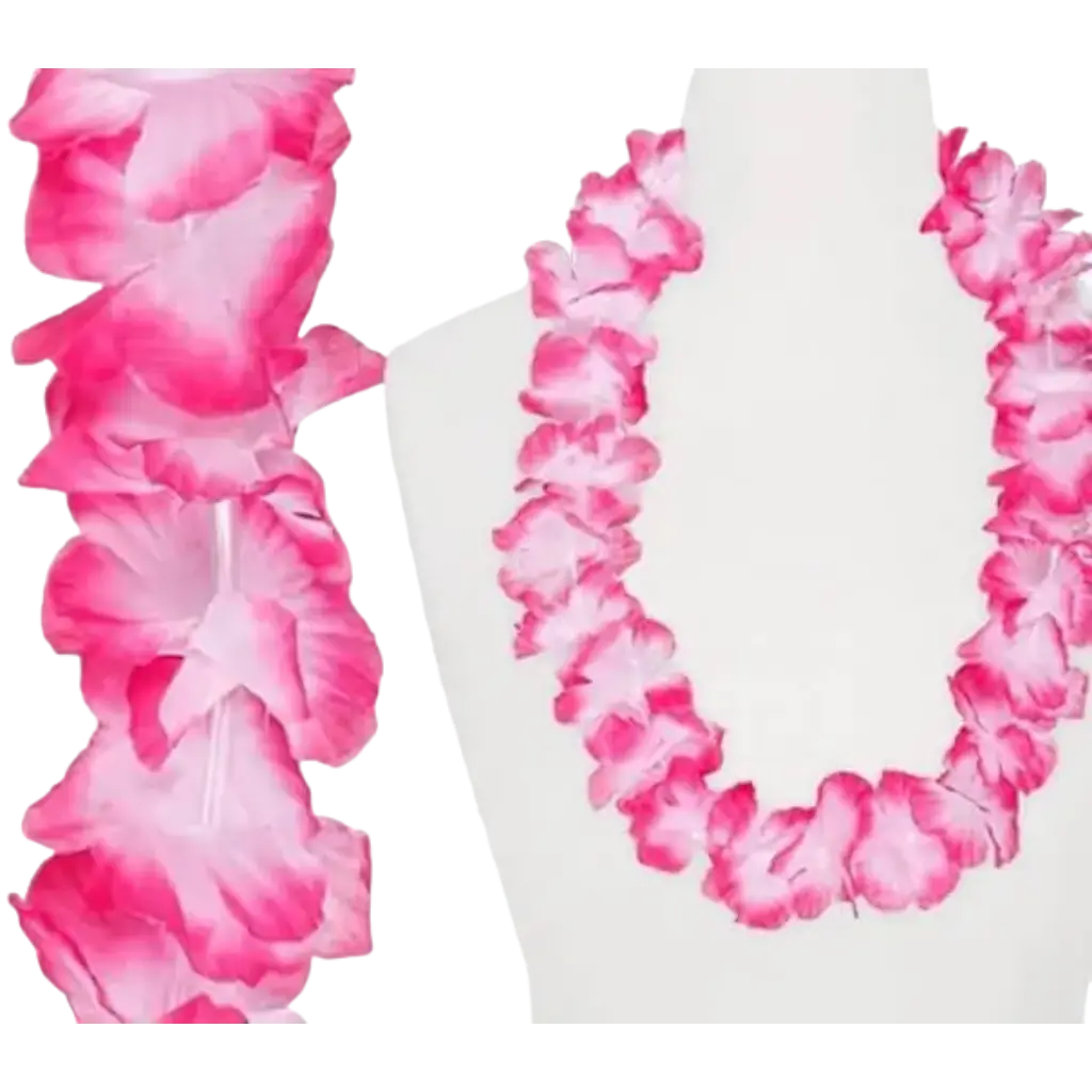 Hawaii-Halskette mit Blumen in Rosa und Weiß