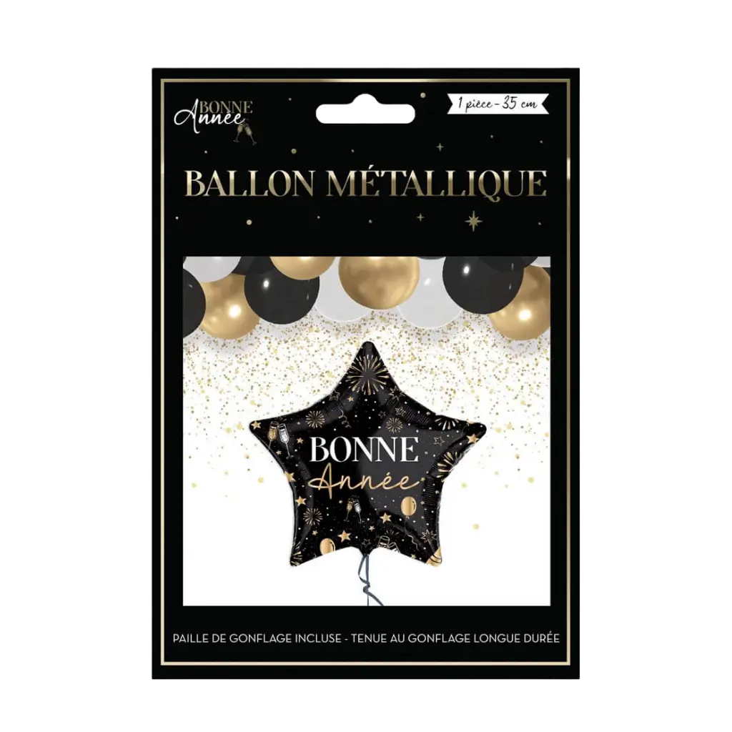 Metallischer Ballon Stern "Gutes Neues Jahr" 35cm