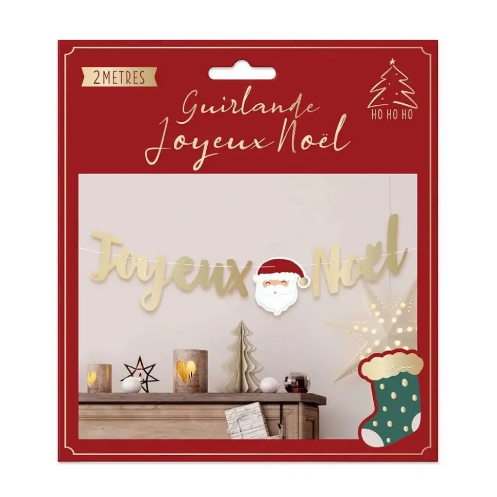 Girlande "Frohe Weihnachten" Golden 2 Meter