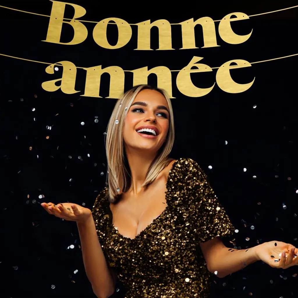 Buchstabengirlande Schwarz und Gold "Gutes Neues Jahr" 3 Meter