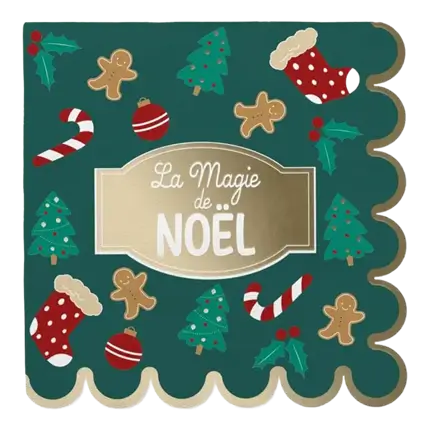 Grüne Serviette mit Motiven Weihnachtszauber - 10er-Pack
