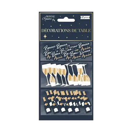 Tischdekoration Frohes Neues Jahr Marineblau / Gold - Set aus 60 Stück