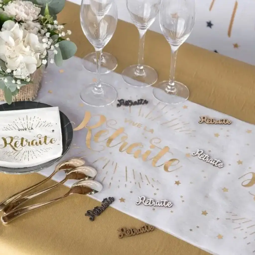 Serviette Vive la Retraite Weiß & Gold - 20er-Set