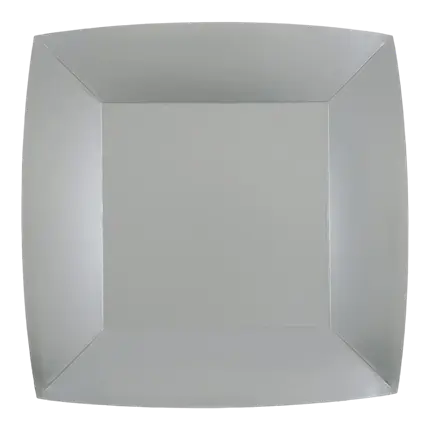 Kleiner quadratischer Teller Silber 18cm - 10er-Set