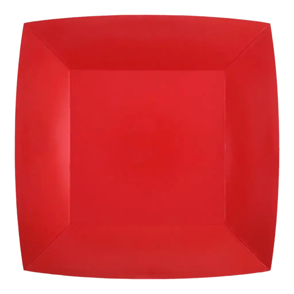 Kleiner quadratischer Teller Rot 18cm - 10er-Set