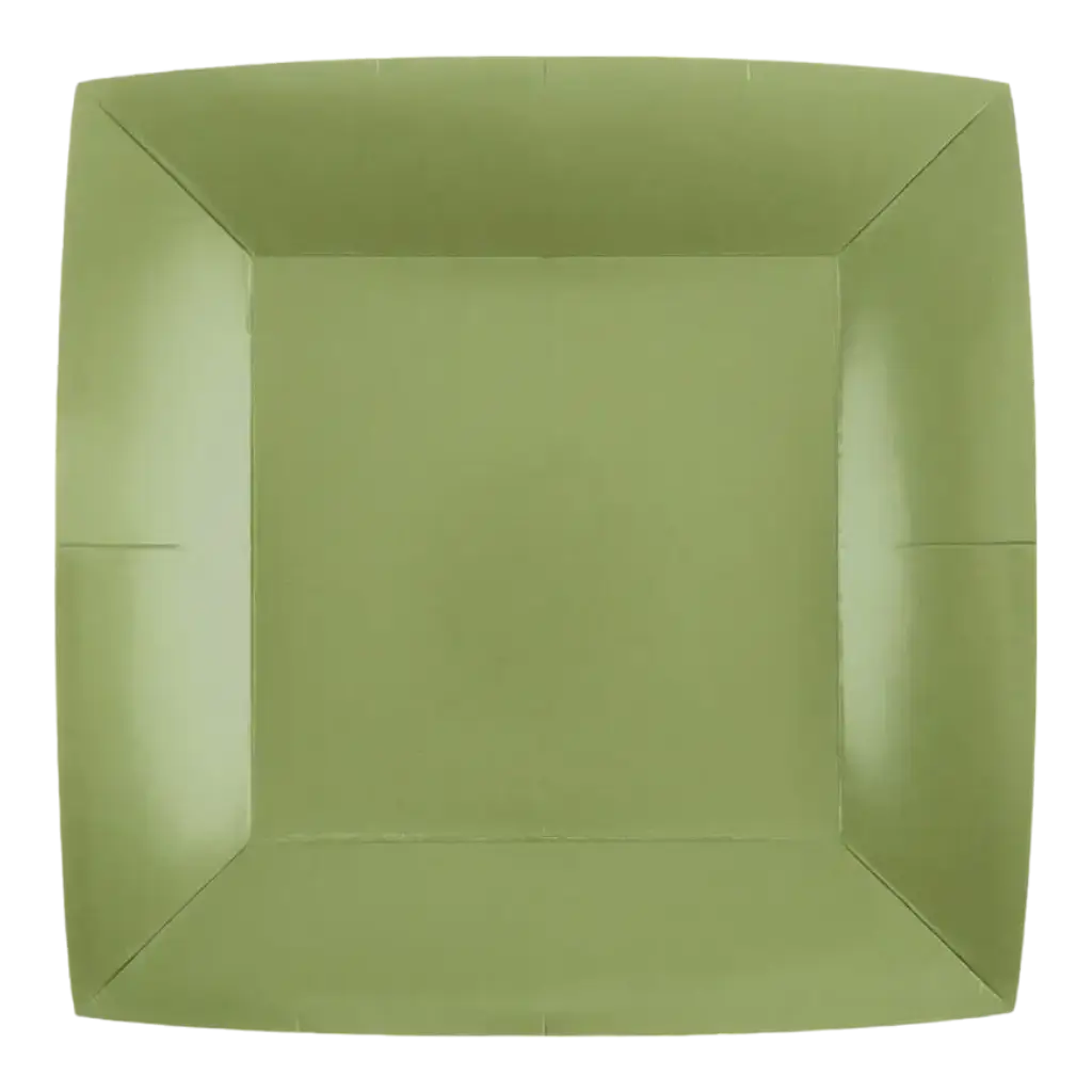 Kleiner quadratischer Teller Olivgrün 18cm - 10er-Set
