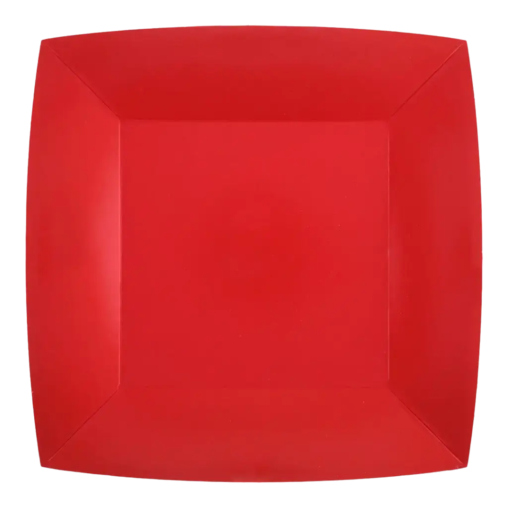 Großer quadratischer Teller Rot 23cm - 10er-Set