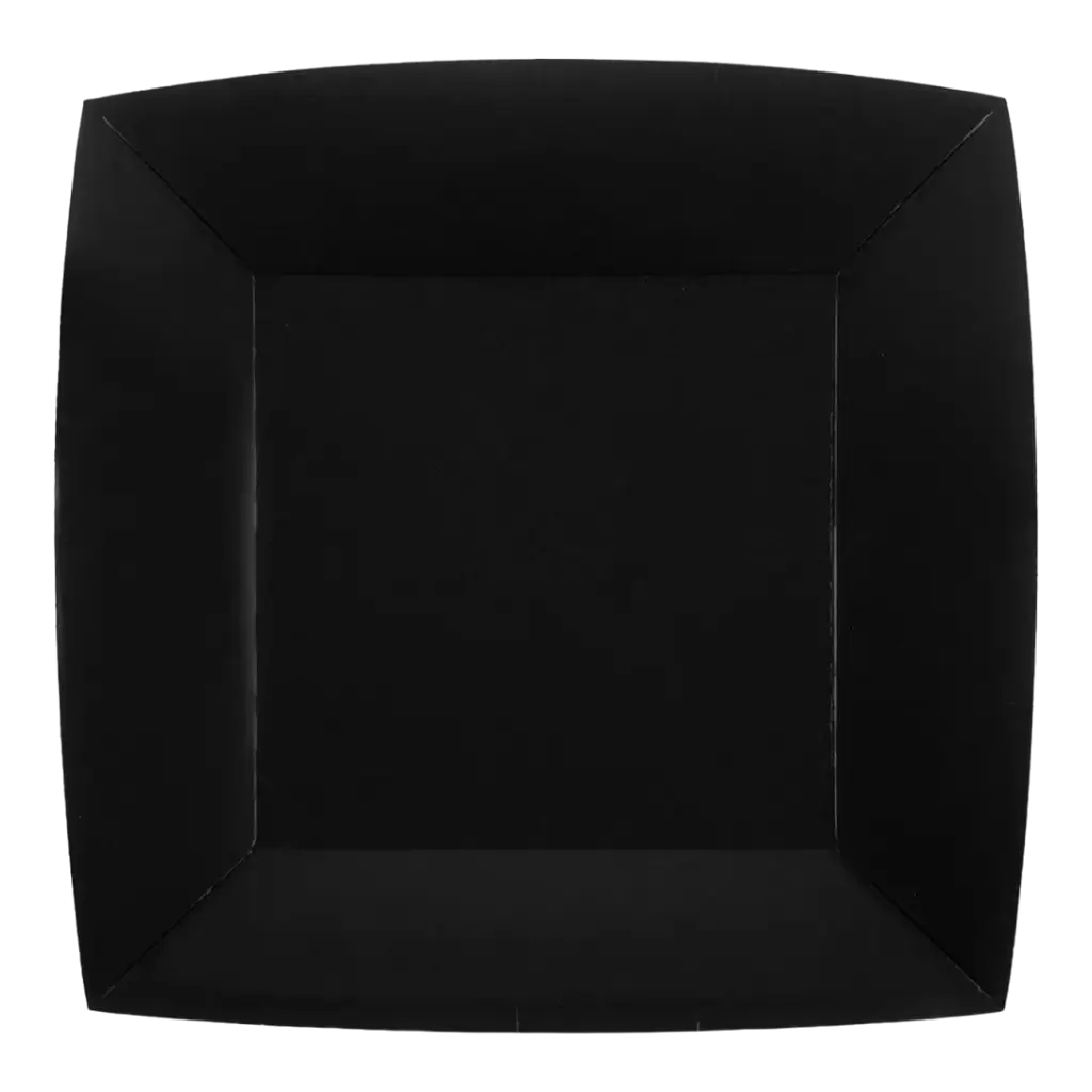 Großer quadratischer Teller Schwarz 23cm - 10er-Set