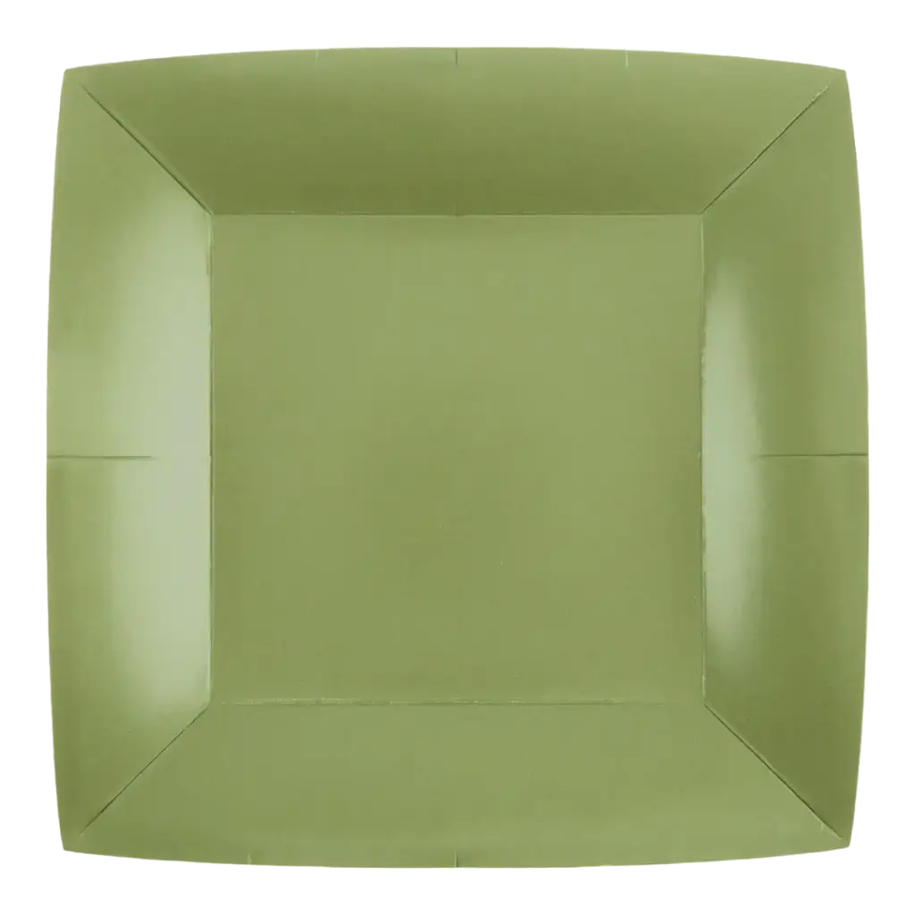 Großer quadratischer Teller Olivgrün 23cm - 10er-Set