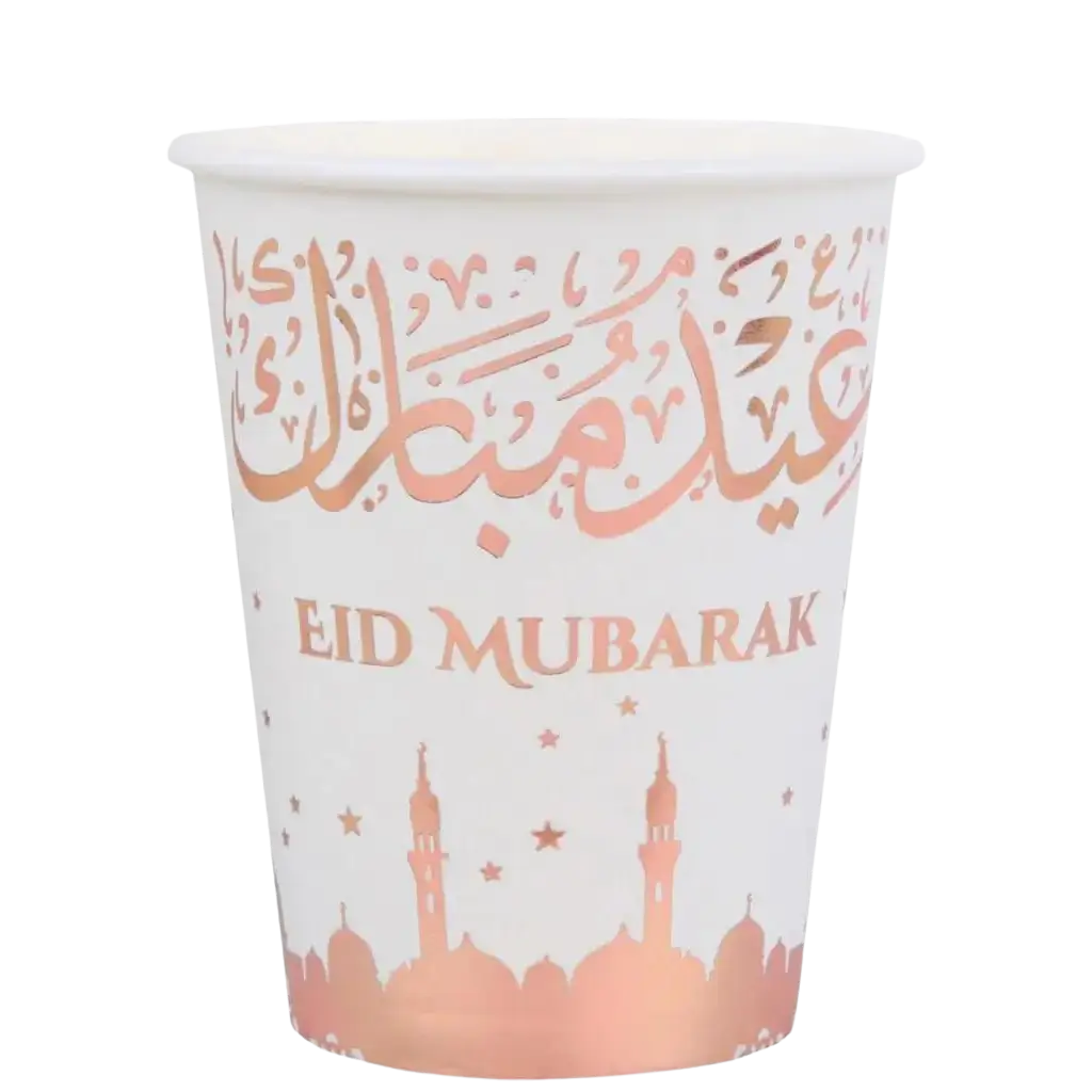 Eid Mubarak Becher Rosa & Weiß 27cl - 10er Pack